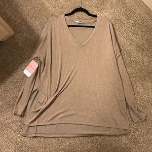 Charlotte Avery Taupe Long Sleeve Top